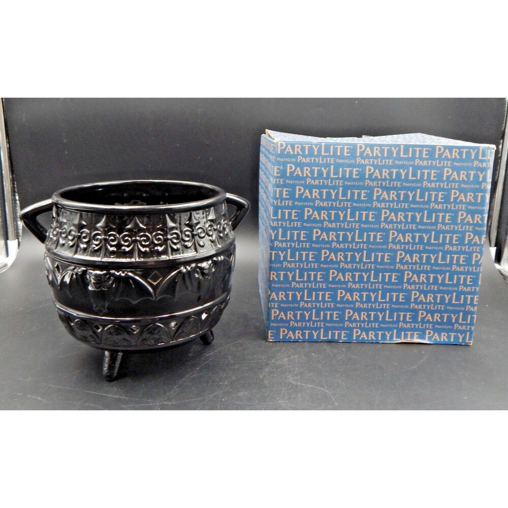 PartyLite Spellbound Cauldron Jar Candle Holder P92500 Candy Bowl Halloween Deco